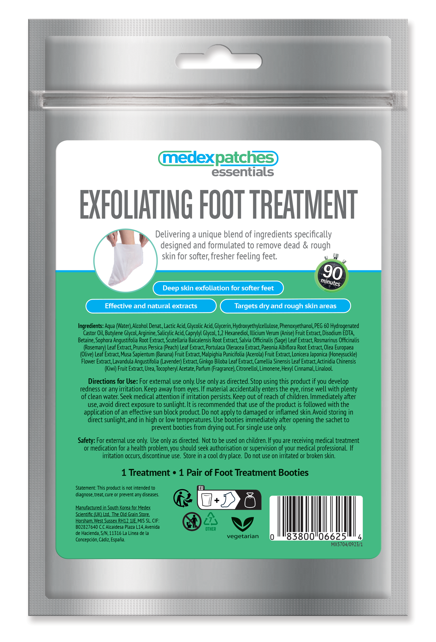 Medex Patches Essentials Exfoliating Foot Treatment Booties